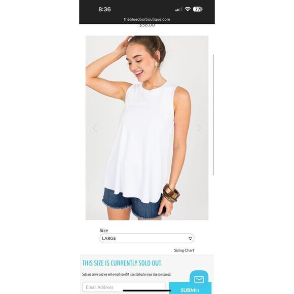 SPANX PERFECT LENGTH TANK, WHITE LaRGE - Picture 1 of 5